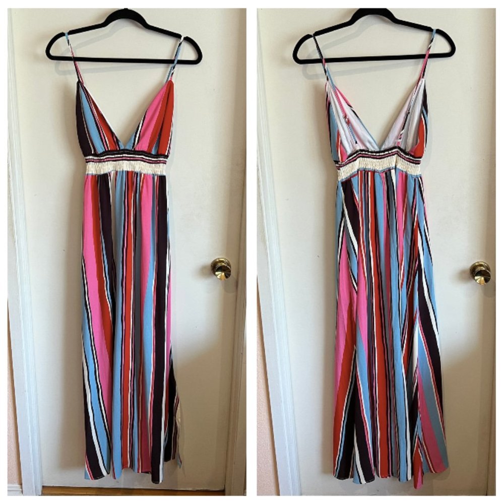 Lulus Andi Pink and Light Blue Multi Stripe Sleeveless Maxi Dress Size Small - Picture 3 of 9